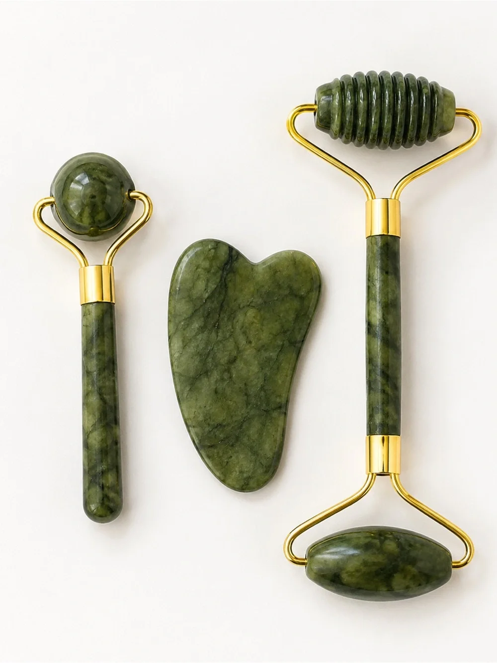 Green Jade Facial Roller & Gua Sha Set